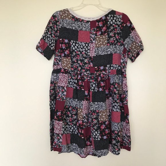 Babydoll Tunic Top Calico Floral Patchwork Print Blouse Vintage 90s Best Company - Picture 2 of 6